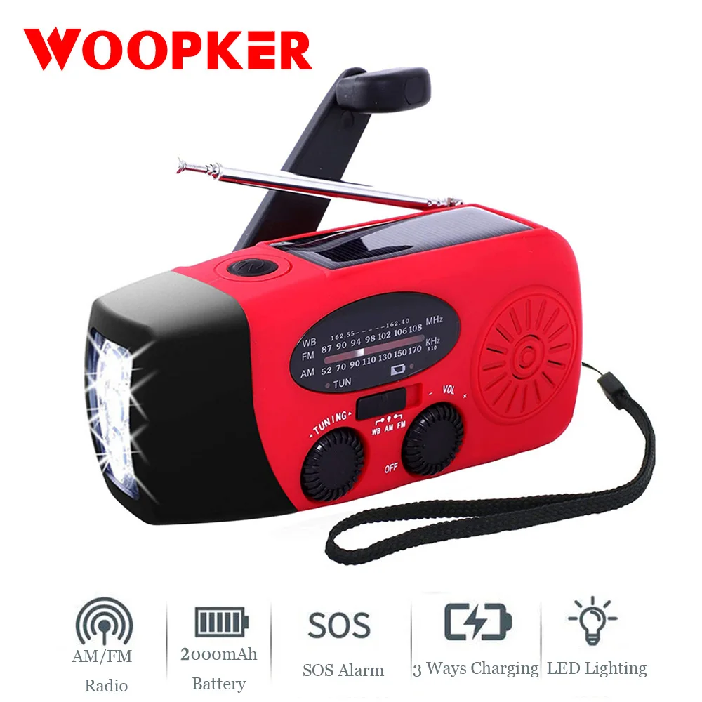 Мини-радиоприемник на солнечной батарее AM/FM/NOAA динамо светодиодный фонарик