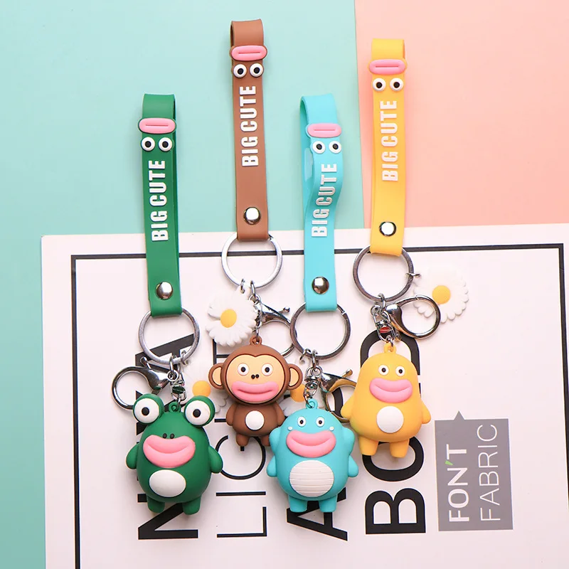 

New Korean Cute Thick Lips Monkey Keychains Creative Animals Big Mouth Car Key Chain Girl Bag Pendant Keyring Lovers Gifts