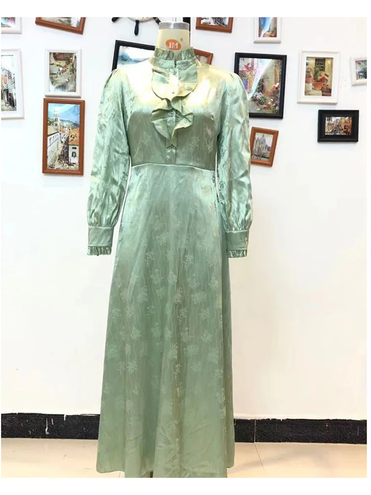

Spring & Autumn Women's Expansion Vestidos Stand Collar Fungus Fashion Printing Dress Empire Sliming Long Dresses