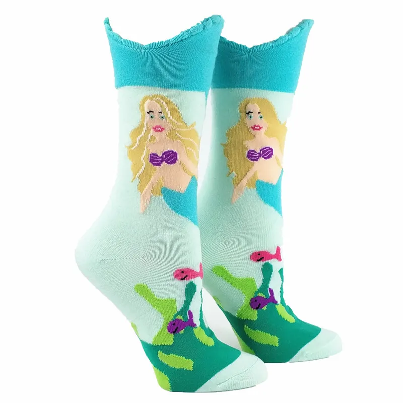 Женские носки с веселым принтом русалки|woman mouth|socks usaeurope size |