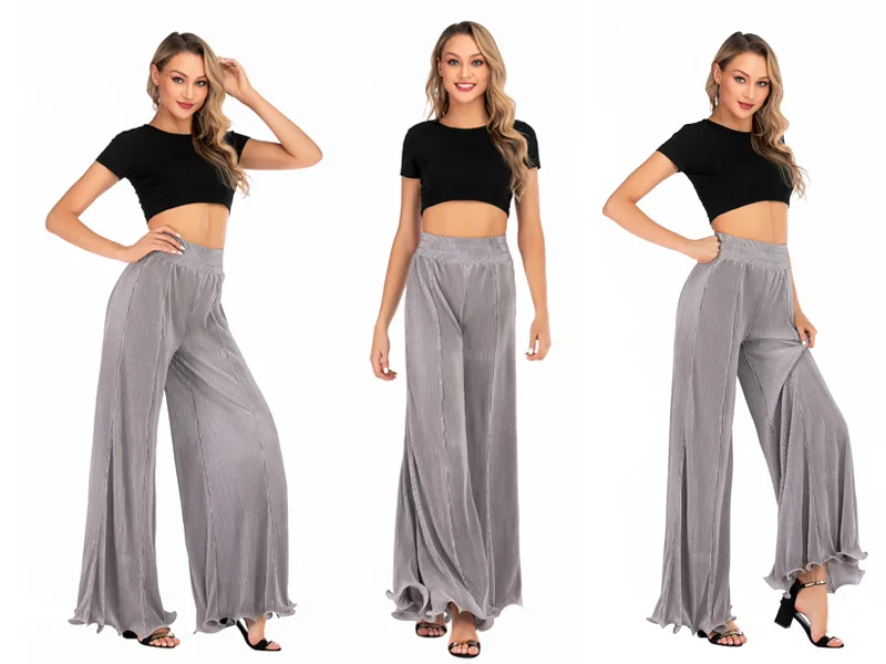 BOVIKAY 2020 весна лето женские свободные брюки с высокой талией и широкими