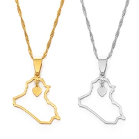 anniyo heart iraq map pendant necklace silver colorgold color jewelry map of iraq necklaces 160521