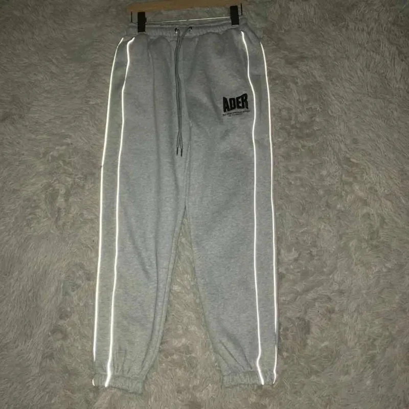 

Ader Error Sweatpant Fleece Trousers Men Women Side Reflective Stripe Sweatpants Oversize Embroidery ADER Logo Ader Error Pants