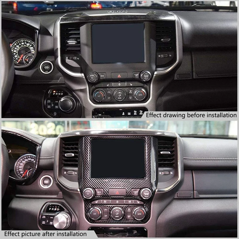 Car Carbon Fiber Central Control Navigation Screen Cover Trim for Dodge Ram 1500 2019 2020 Accessories | Автомобили и мотоциклы