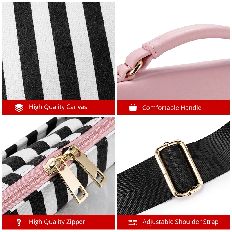 LOVEVOOK women handbag fashion stripe canvas laptop bags for office ladies 2020 shoulder crossbody bag business trip |