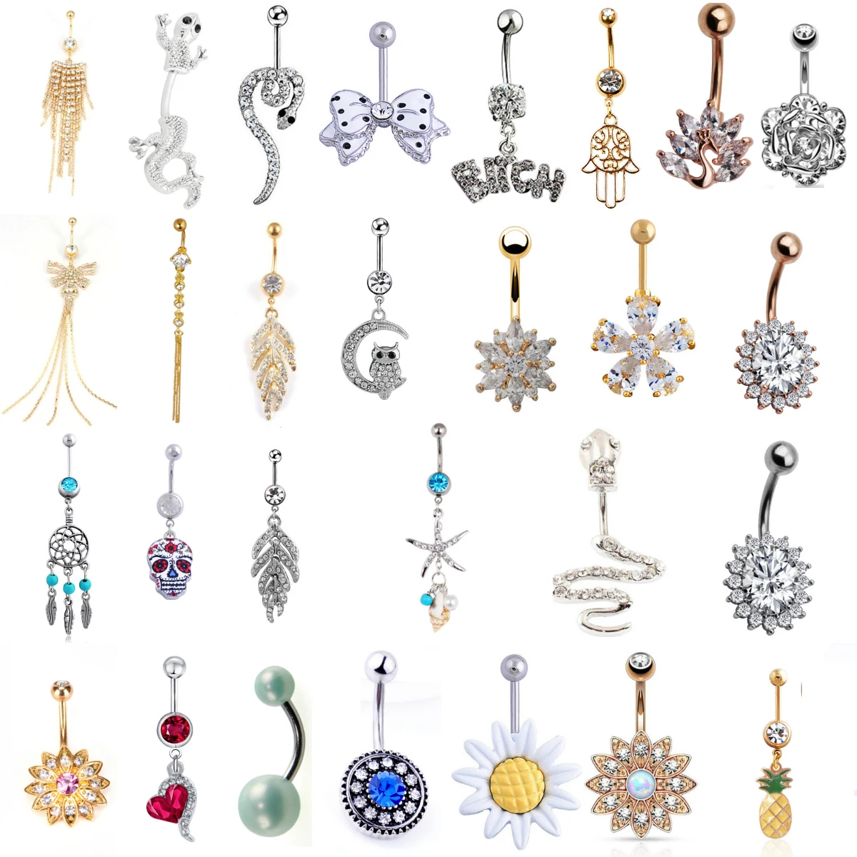 Кулон в виде цветка для пирсинга пупка из хирургической нержавеющей стали 1 шт. |