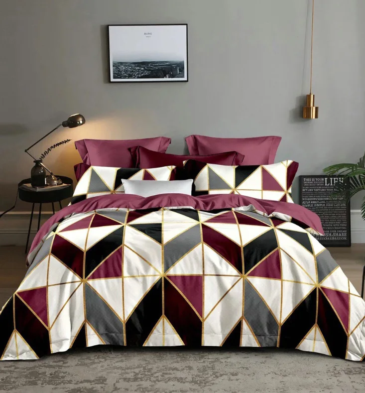 

Geometric Patterns Comforter Bedding Sets Splicing Duvet Cover King Size High Quality Bed Linen Set For Adults