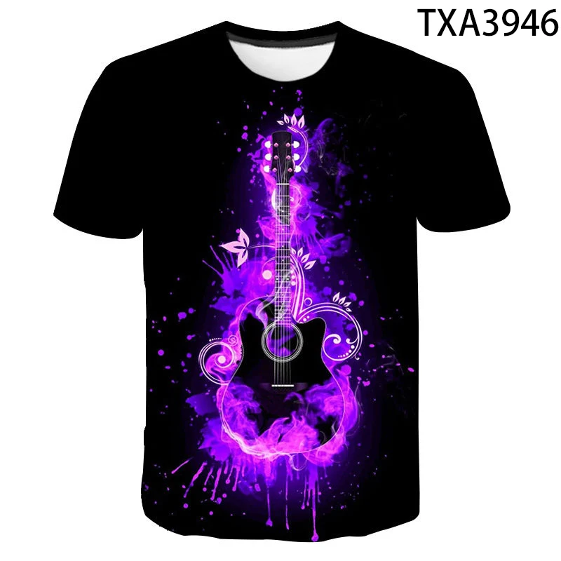 

Music Guitar 3D Printing T-Shirt Summer Fashion Men's And Women's Hip-Hop Street Style Clothing Music Theme Super Comfortable