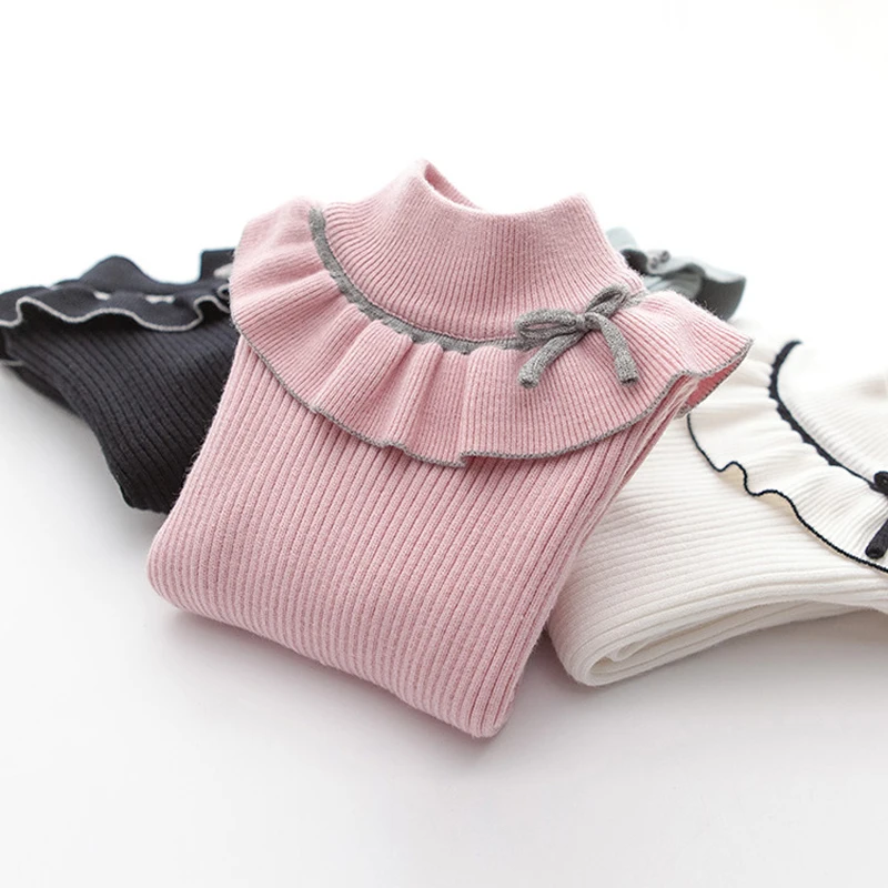 

IENENS Girls Sweater Pullovers Winter Warm Turtleneck Sweaters Tops 3-9 Years Baby Bottoming Shirt Kids Long Sleeve Slim Jumper