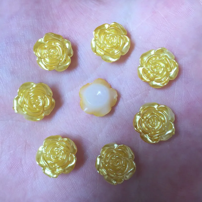 80PCS 12mm Resin Pearl Flower Flatback Stone Buttons Applique Embellishment DIY Beads Crafts Scrapbook K47 images - 6