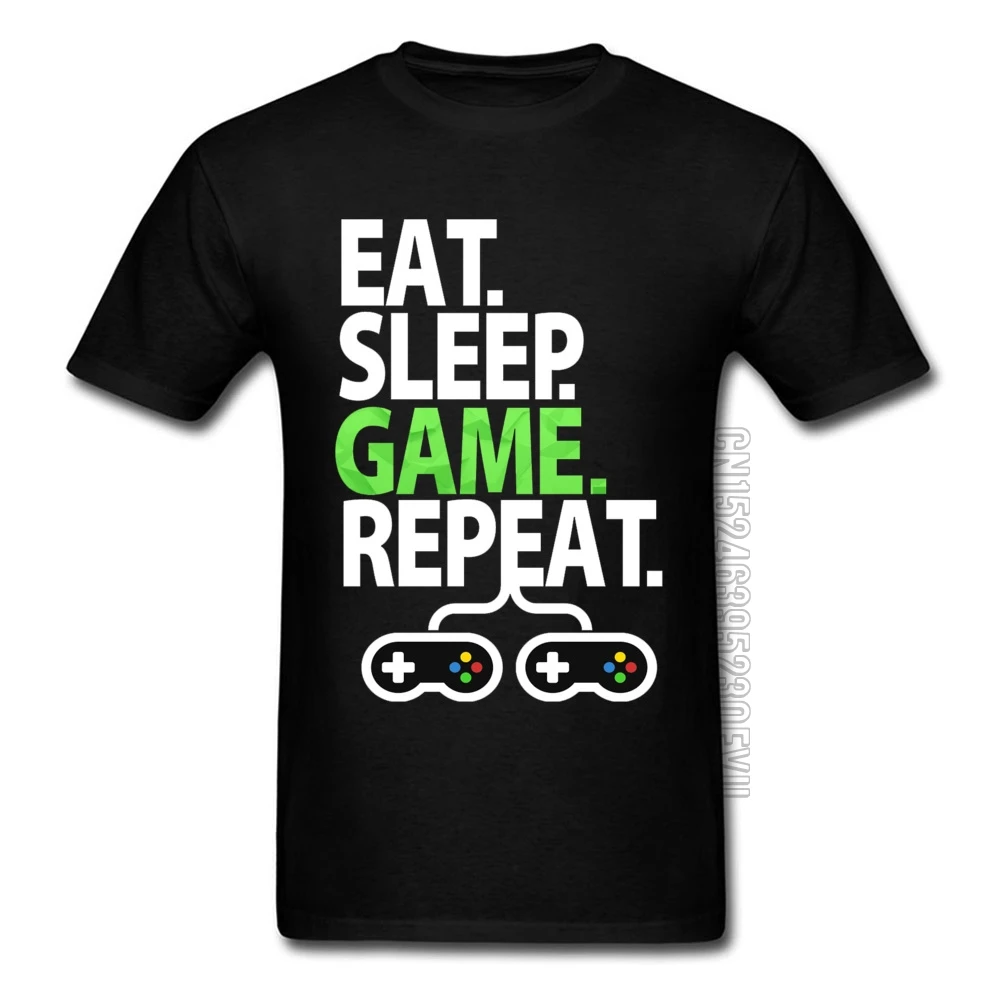 EAT SLEEP игры повторяют Z блок печатных футболка Играть Письмо ПК контроллер PC Gamer