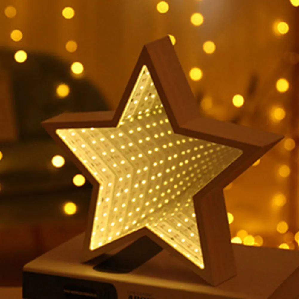 

Star LED infinity tunnel lamp LED Mirror tunnel light Home Decoration Light Sign Pentagram 3D tabletop light tunnel mirror light