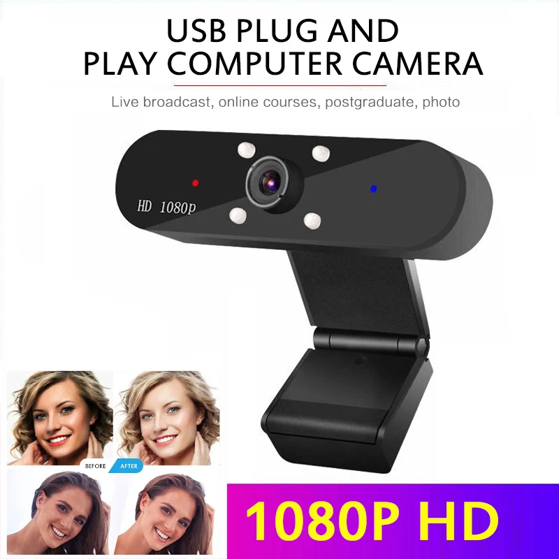 

HD 1080P Webcam Computer PC WebCamera With Microphone Rotatable Cameras For Live Broadcast Video Calling Conference Work