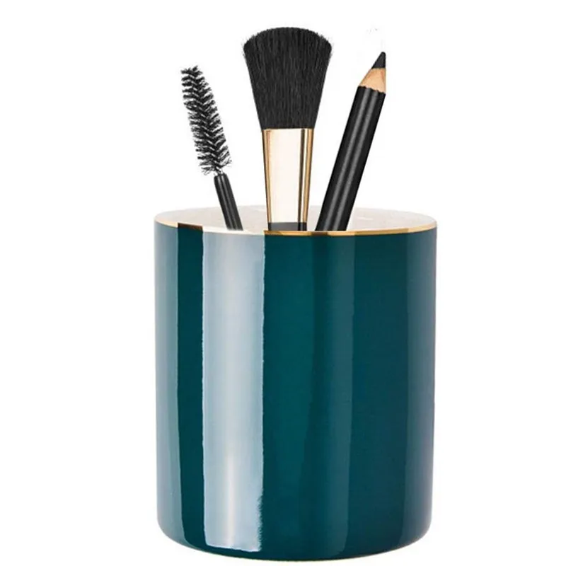 Керамическая Косметическая коробка для хранения кистей баночка настольная