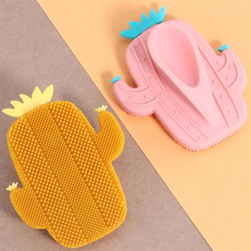 

3pcs Cactus Shape Brushes Pore Cleaning Brush Handheld Massage Brushes Beauty Care Accessories