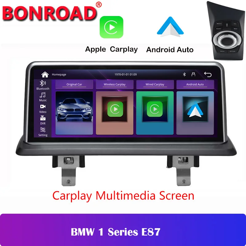 

Автомобильный мультимедийный экран Bonroad, 10,25 дюйма, для BMW 1 серии E81, E82, E87, E88, Linux