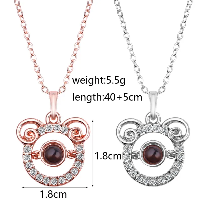 Rose Gold&ampSilver 100 languages I love you Projection Twelve Constellation Pendant Necklace Romantic Love Memory Wedding | Украшения и