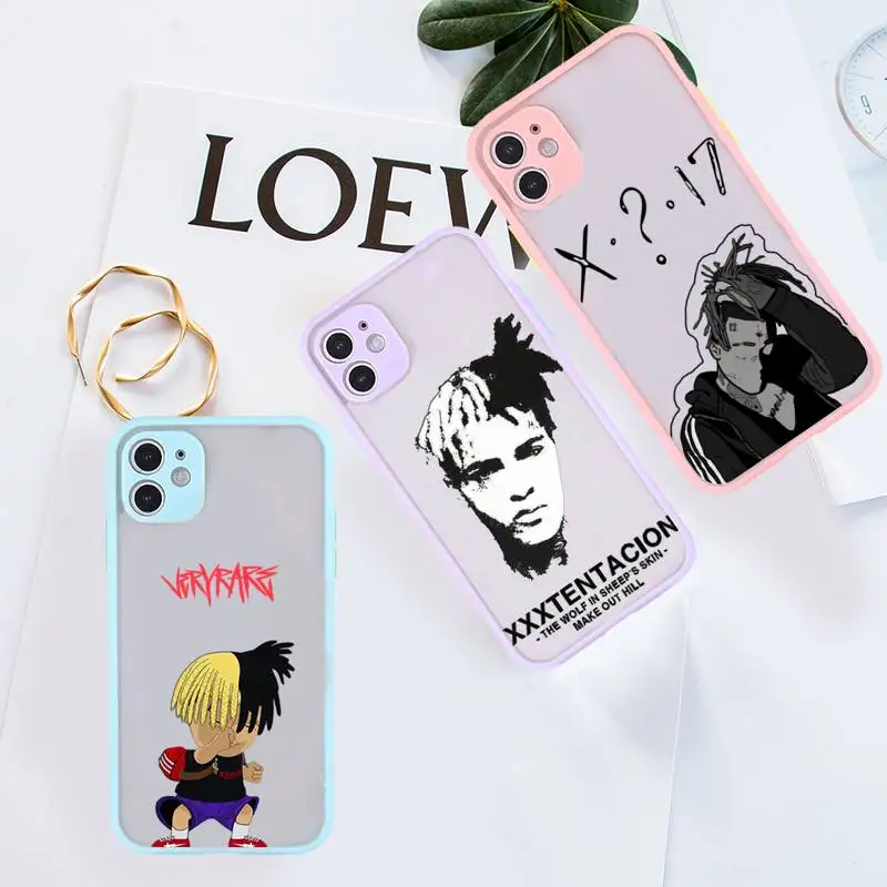 

xxxtentacion rapper USA Phone Case For iPhone 12 11 Mini Pro XR XS Max 7 8 Plus X Matte transparent Purple Back Cover