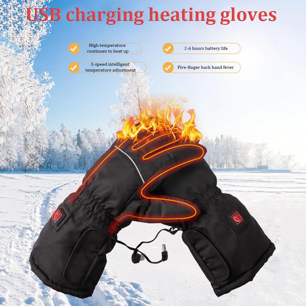 

Heated Motorcycle Gloves USB Rechargeable Battery Three Temperature Settings Electric Heat Resistant Gloves&6000mAh Power Bank