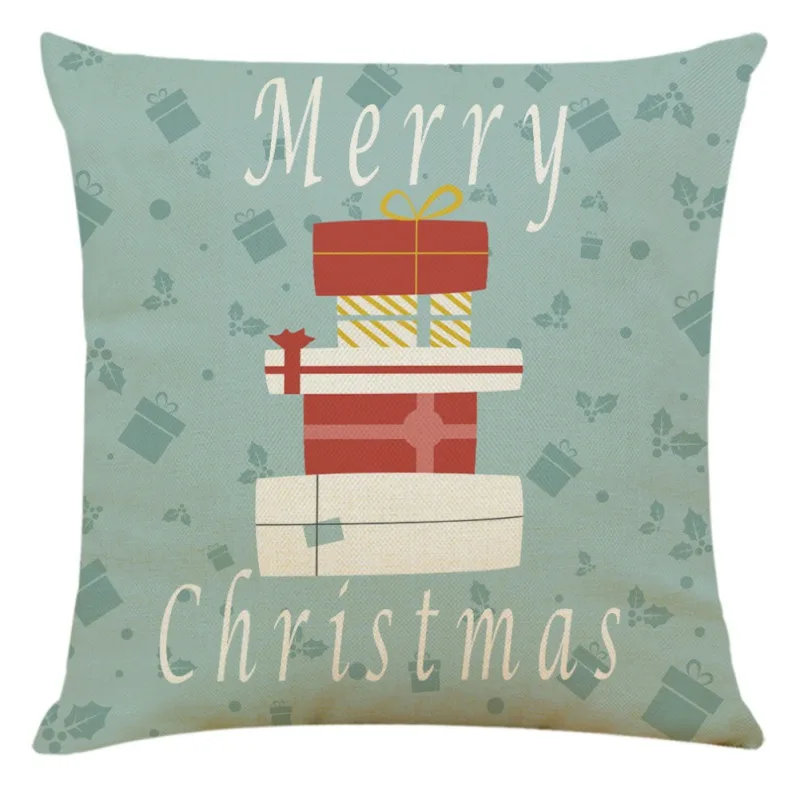 Cute Cartoon Linen Christmas Santa Claus Elk Throw Pillow Case Cover 45x45cm Merry Christmas Decorative Pillowcases