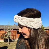 bowknot wool headband twist knit hairbands women winter hair accessories headwear warm stretch headscarf