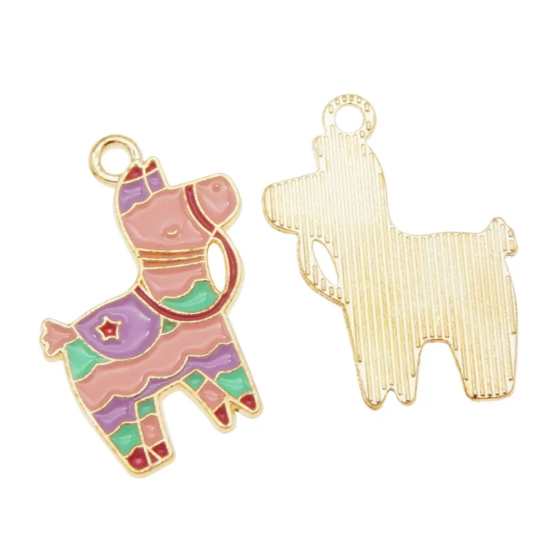 8 шт красочные животные лошадь сплав амулеты 27*19 мм ювелирное ожерелье серьги