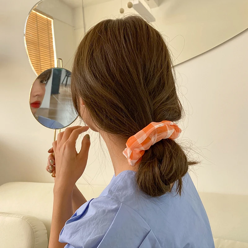 

2020 Satin Hair Scrunchie Women Girl Elastic Hair Bands Super Fairy Organza Large Intestine Ponytail Hair Tie Rope Accessories