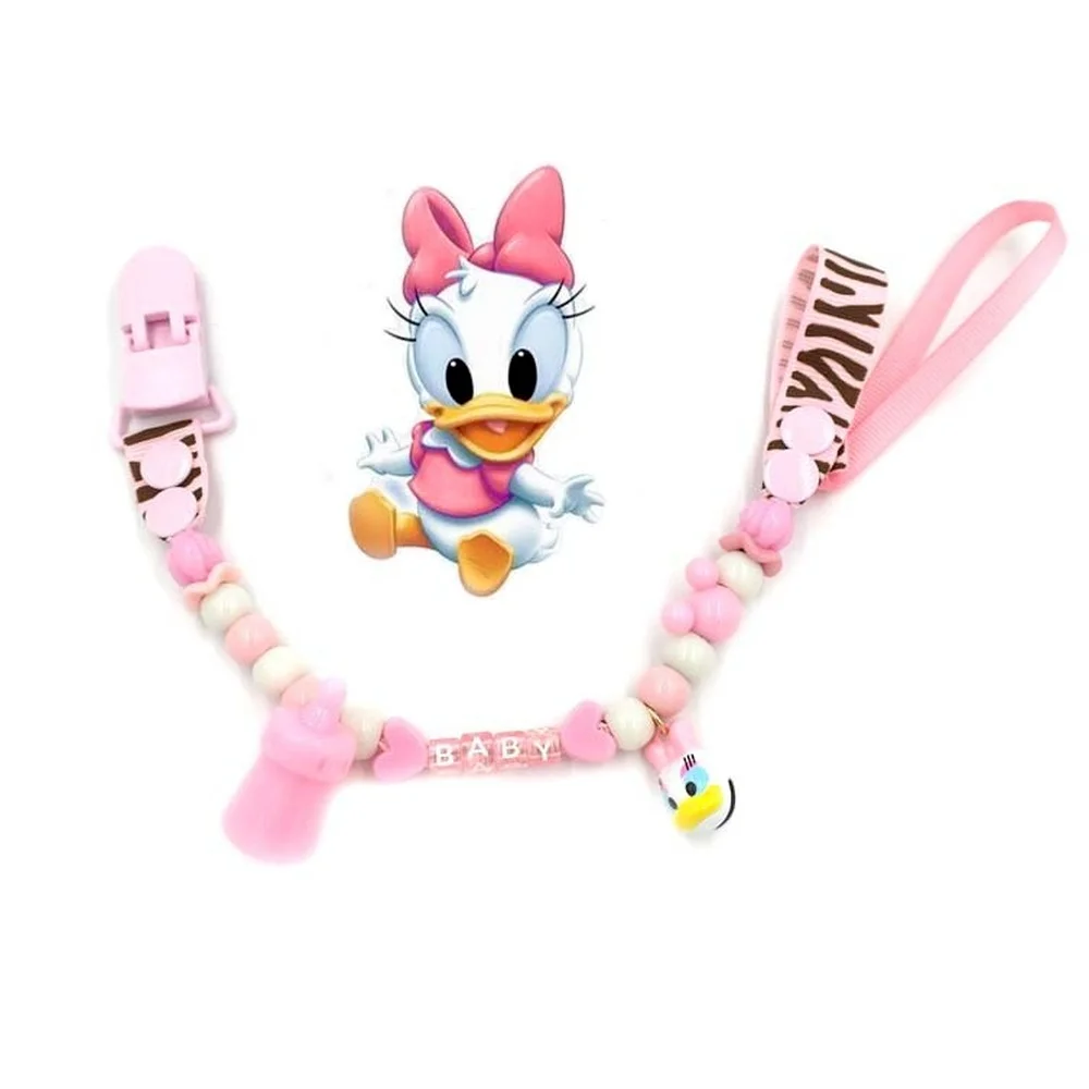

Donald Duck Daisy Baby Silicone Pacifier Child Anti-drop Chain Winnie The Hoop Mickey Minnie Mouse Infant Pacifier Clips Chains