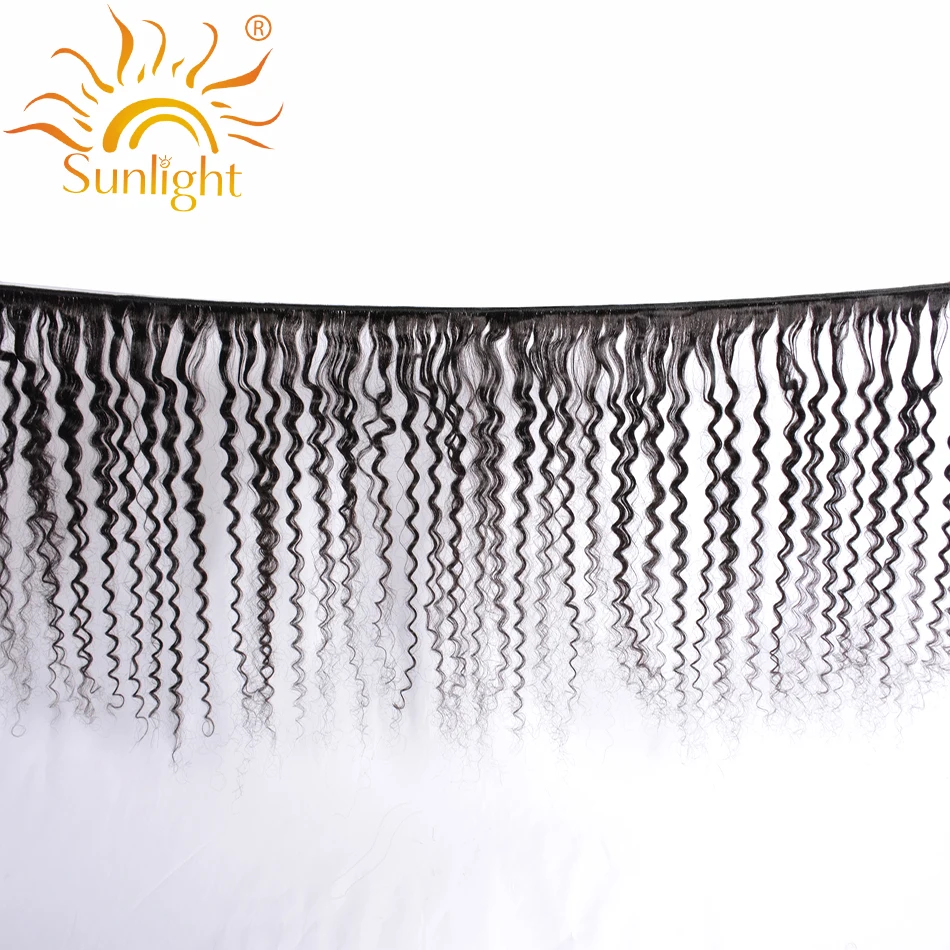 Sunlight малазийские кудрявые 3 пучка с фронтальной 100% человеческие волосы для