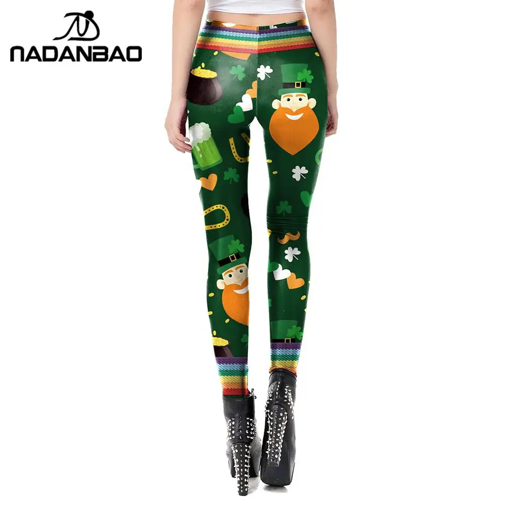 NADANBAO Lucky Clover Леггинсы для женщин День Святого Патрика шамрок брюки размера плюс