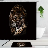 forest wildlife shower curtains lion tiger wolf creative photo bathroom decor bath curtain fabric set anti slip carpet door mats