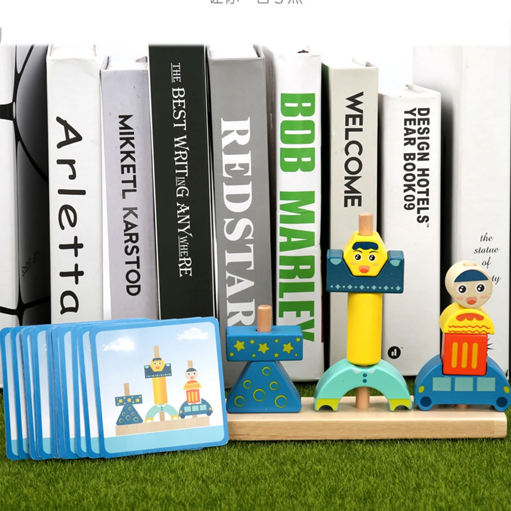 Развивающие деревянные игрушки солнце и луна день ночь столб строительный