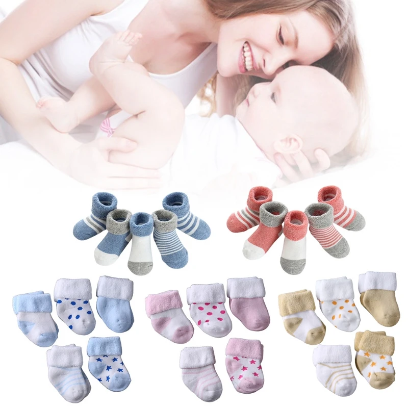 

5 Pairs Warm Baby Socks Autumn Winter Boys Girls Foot Sox for 0-3Years Thicken Cotton Terry Newborn Toddler Stockings