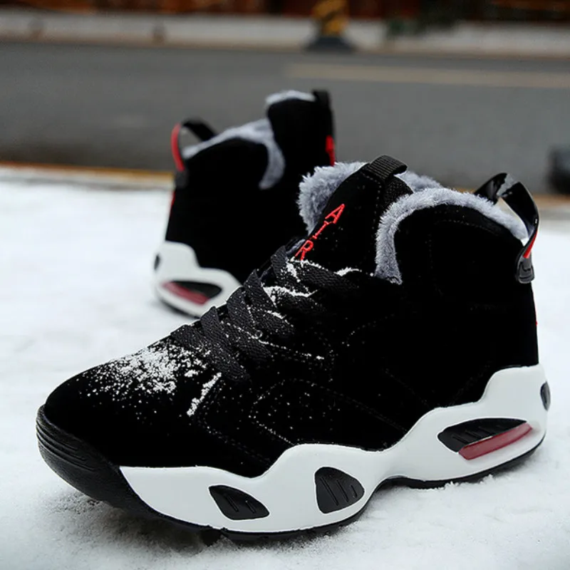 Winter Couple Air Cushion Shoes Men Shock Absorbing High Top Boots Women Leisure Plus Velvet Warm Cotton Chunky Sneakers | Обувь