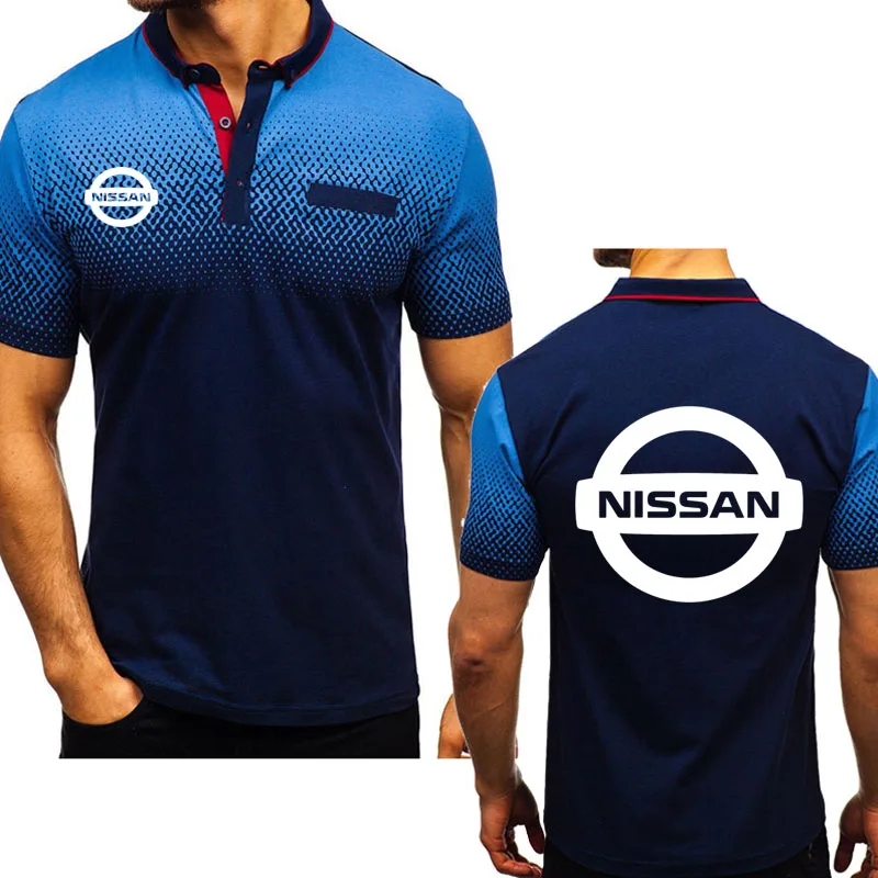 

New Men's Short Sleeve NISSAN Car Logo Printing Summer Fashion Casual Gradient Short Sleeve Cotton High Quality Men's Polo shirt