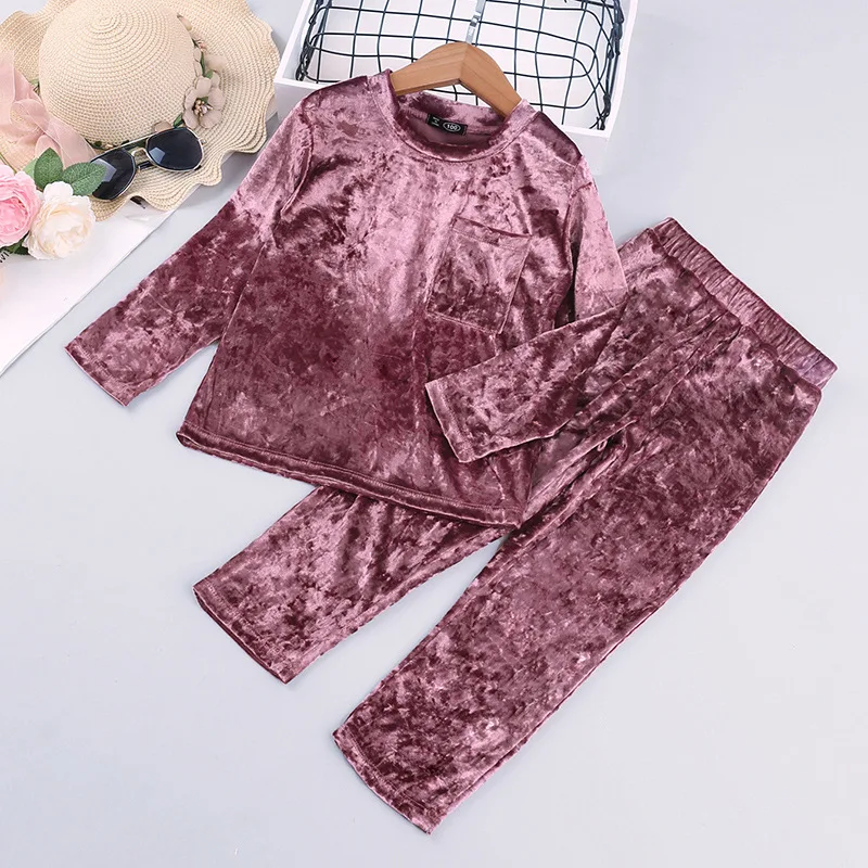 

Бархатные брюки с длинным рукавом для девочек, костюм из двух предметов, Детская эксклюзивная одежда, оптовая продажа, детская одежда, одежда на Хэллоуин для девочек