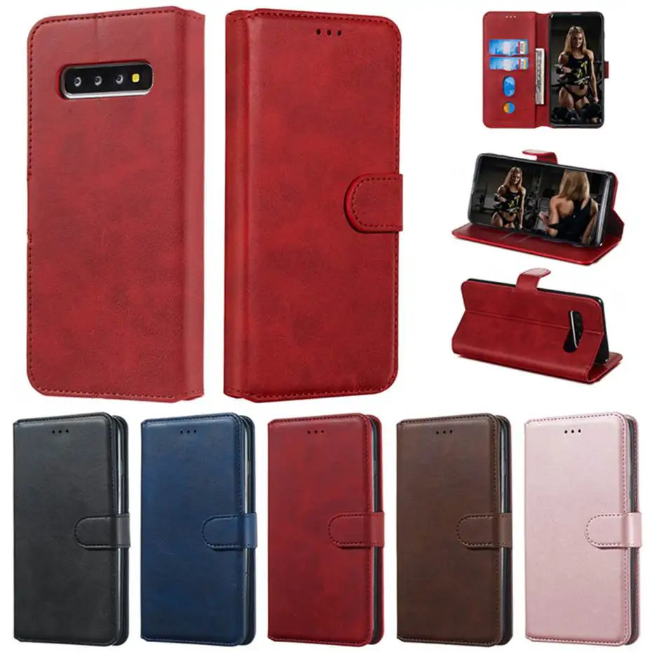 Кожаный чехол книжка с бумажником для Samsung Galaxy S10 S9 S8 Plus Note 10 8 9 A10 A20 E S A30 A40 A50 A60 A70 A80