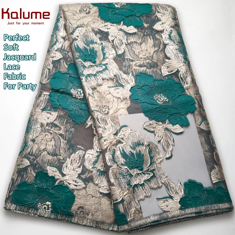 

Kalume African Brocade Lace Fabric 5 Yard French Tulle Lace Fabric 2021 High Quality Jacquard Gild Lace For Party Wedding F2716
