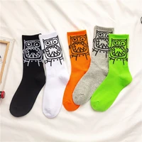 chinese year and summer cotton cartoon pattern hip hop style breathable tube socks skateboard socks 1pair mens soft socks