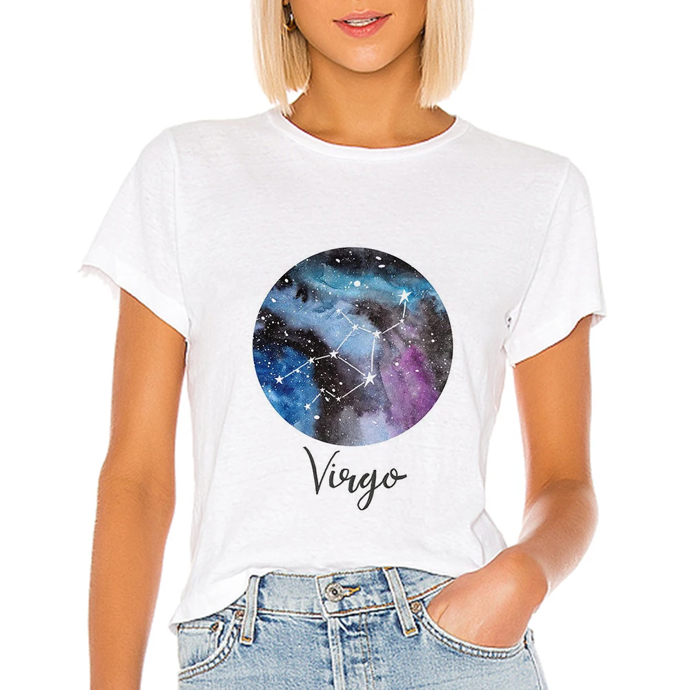 Женская красивая футболка с созвездием круглым воротником весна лето Футболка