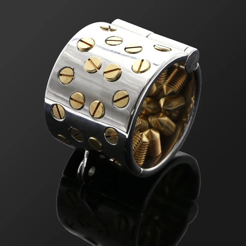 KALI'S зубы БДСМ клетка 4 ряда золото шипами кольца дял пениса мошонки кулон