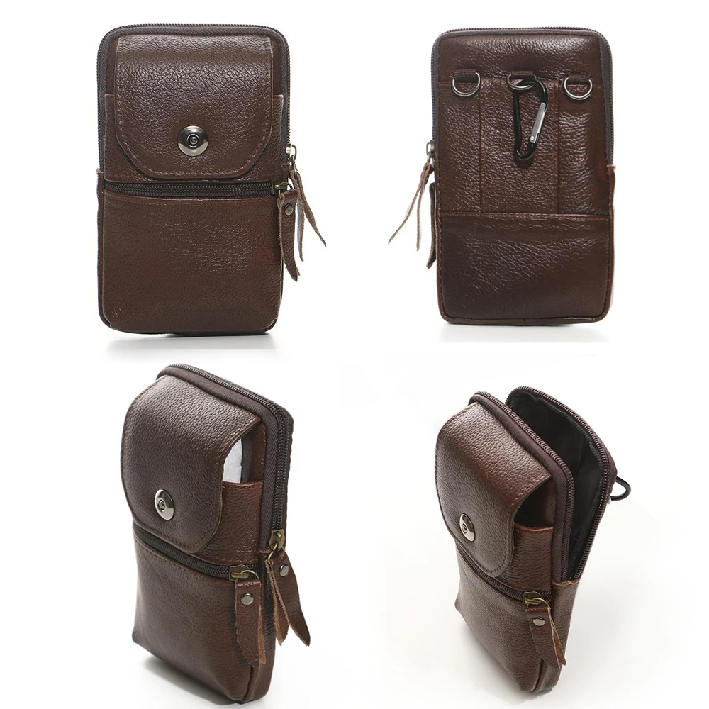 Мужская поясная сумка из натуральной кожи мини-чехол на сотовый/мобильный