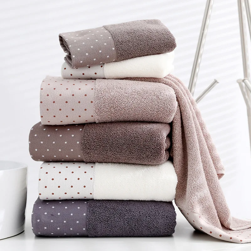 

Bath towel 70*140 cm Super soft long stapled cotton face towel excellent water-absorbing quality dots pattern towel