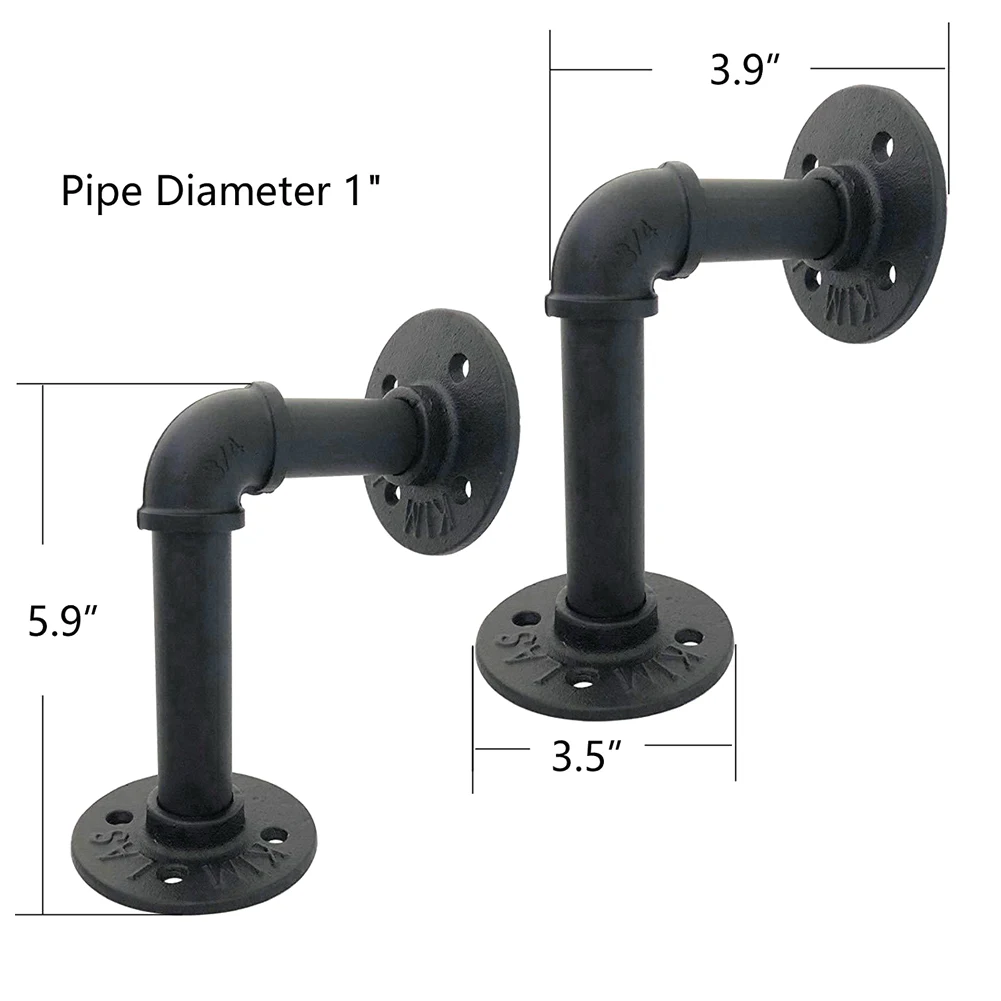 2Pcs Wall Mounted Iron Pipe Shelf Bracket Floating Holder Home Industrial Style DIY for candle holder small plants WWO | Обустройство
