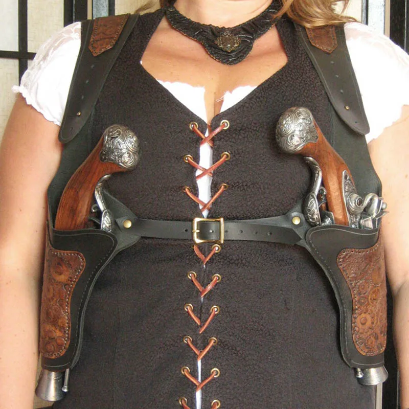 Двойная кобура для пистолета в стиле стимпанк Пират капитан косплея крепление на