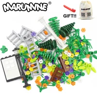 marumine moc bricks flower plant fence door city accessories parts 315pcs stree view compatible classic building blocks set