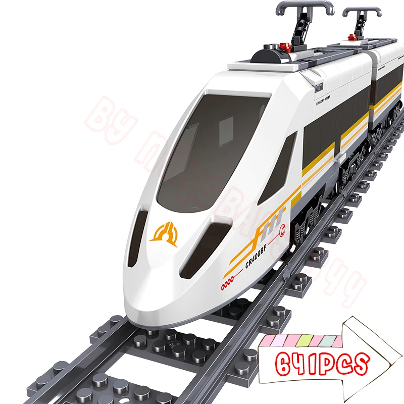

New Tech Battery Powered Electric City Train Fuxing High-Speed Rail Model Building Blocks Bricks Gifts Toys for Children Kids