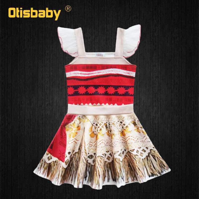 2021 Summer Moana Dress for Girls Vaiana Princess Dresses Kids Party Cosplay Costumes with Wig Children Clothing Clothes | Детская