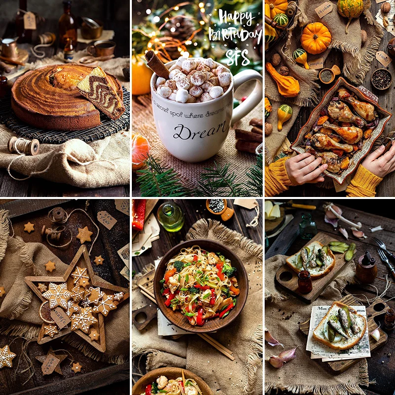 Хлопчатобумажная льняная ткань ретро эффект натюрморт фоны реквизит для еды