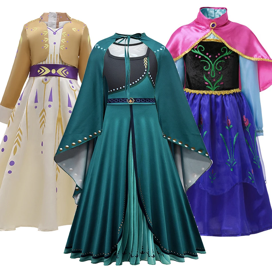 

Платье Принцессы Disney для девочек, косплей-костюм холодной принцессы Анны, детский костюм на Хэллоуин, платье для девочек